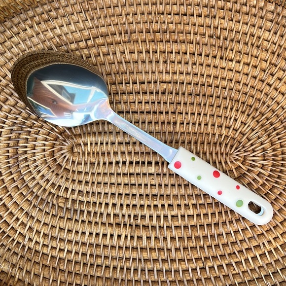 Temptations by Tara Red and Green Polka Dot Serving Spoon New - Picture 2 of 4